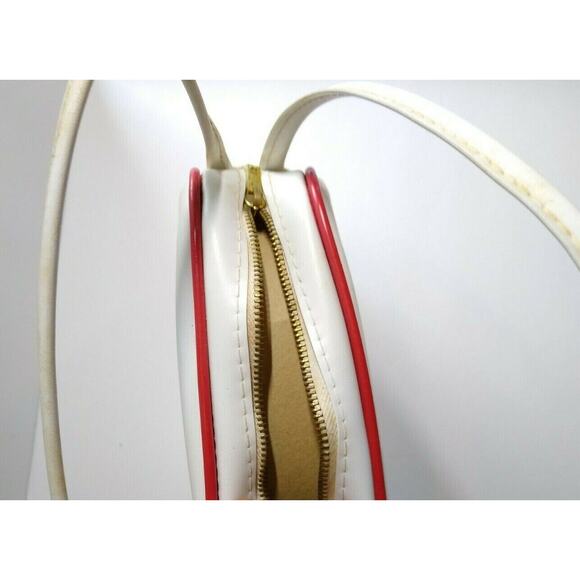 Childs Zebra Handbag Vinyl Strap Purse Bag Vintage NOS White Red Retro Fashion - Picture 5 of 10